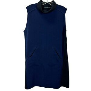 Zara Womens Blue and Black Mock Neck Sleeveless Shift Dress Size Medium